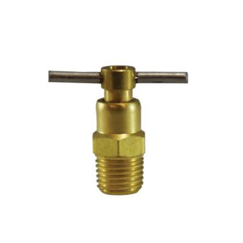 1/8 Inch Drain Cock External Seat Brass and Forged Tee Handle Steel
