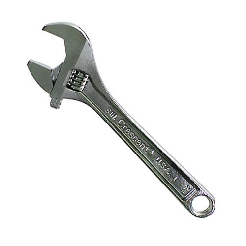 25 mm x 8 Inch Chrome Plated Chrome-Vanadium-Steel Adjustable Wrench