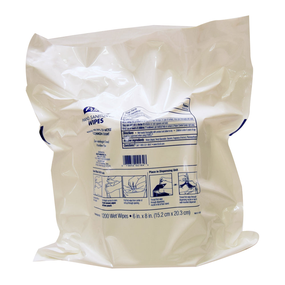 PURELL SANITIZING WIPE 1200-CT REFILL POUCH 2/CS
