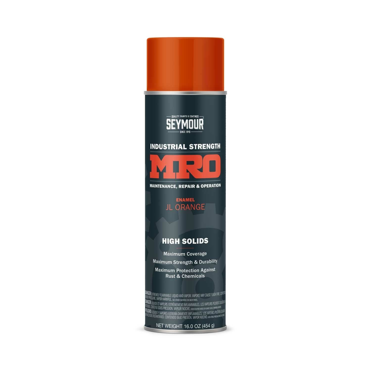 MRO Industrial High-Solids Spray Paint, JL Orange - 16 OZ. Net Fill Wt.