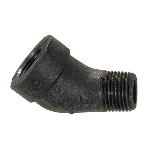 1-1/2 Inch Sch 80 Mnpt x Fnpt Black Malleable Iron 45 Degree Street Elbow