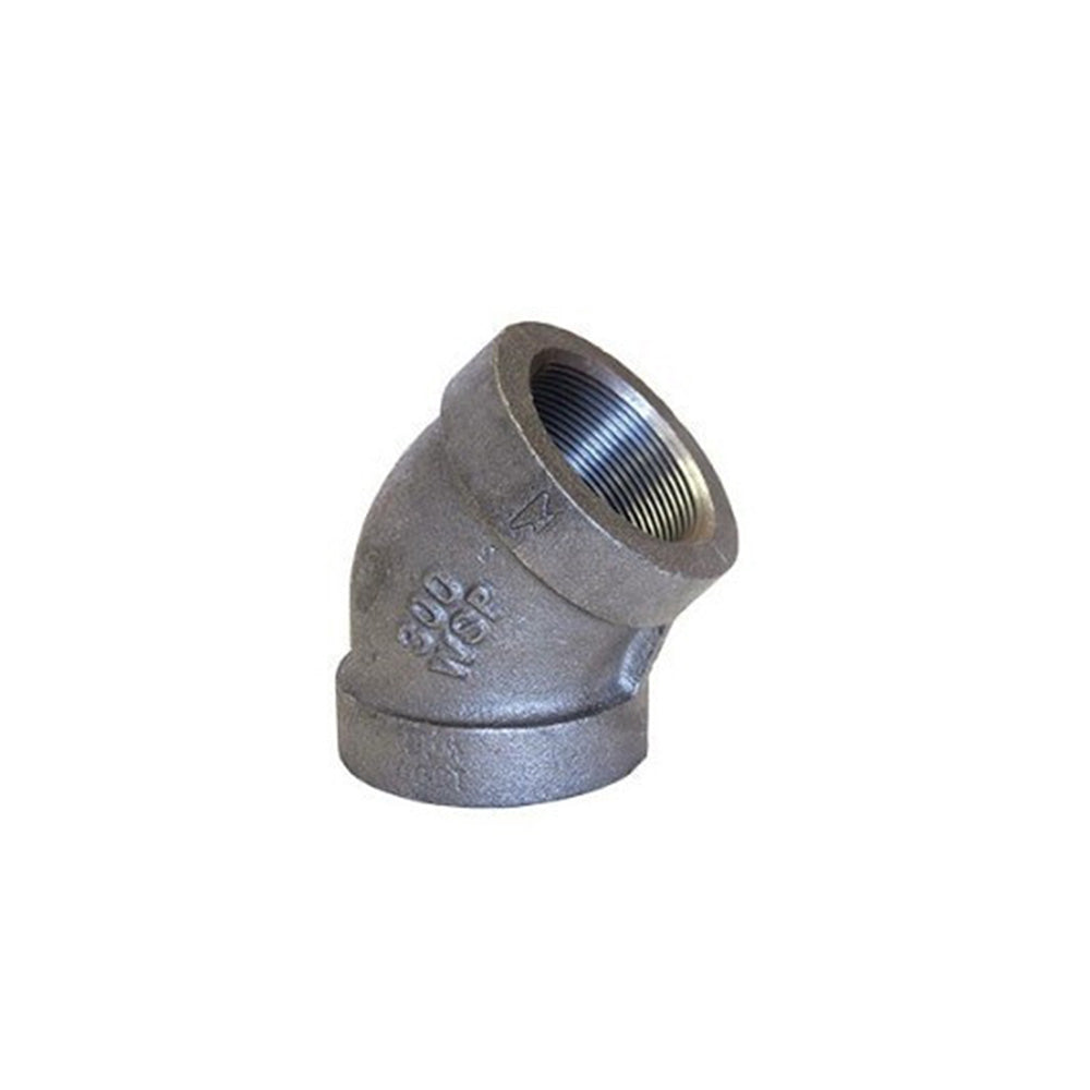 1/2 Inch Sch 80 Fnpt Black Malleable Iron 45 Degree Elbow
