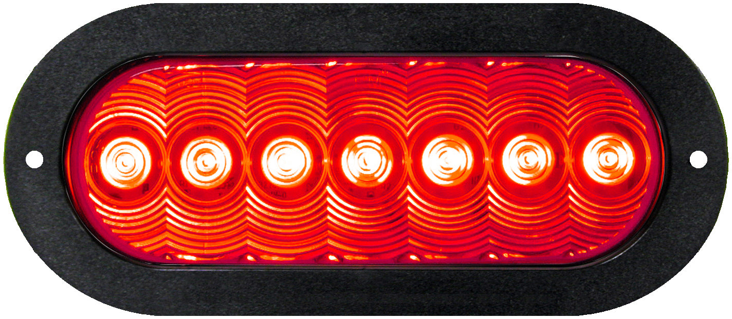 LED Stop/Turn/Tail- Oval- AMP- Narrow Flange-Mount 7.88?X3.31?- red w/white diodes