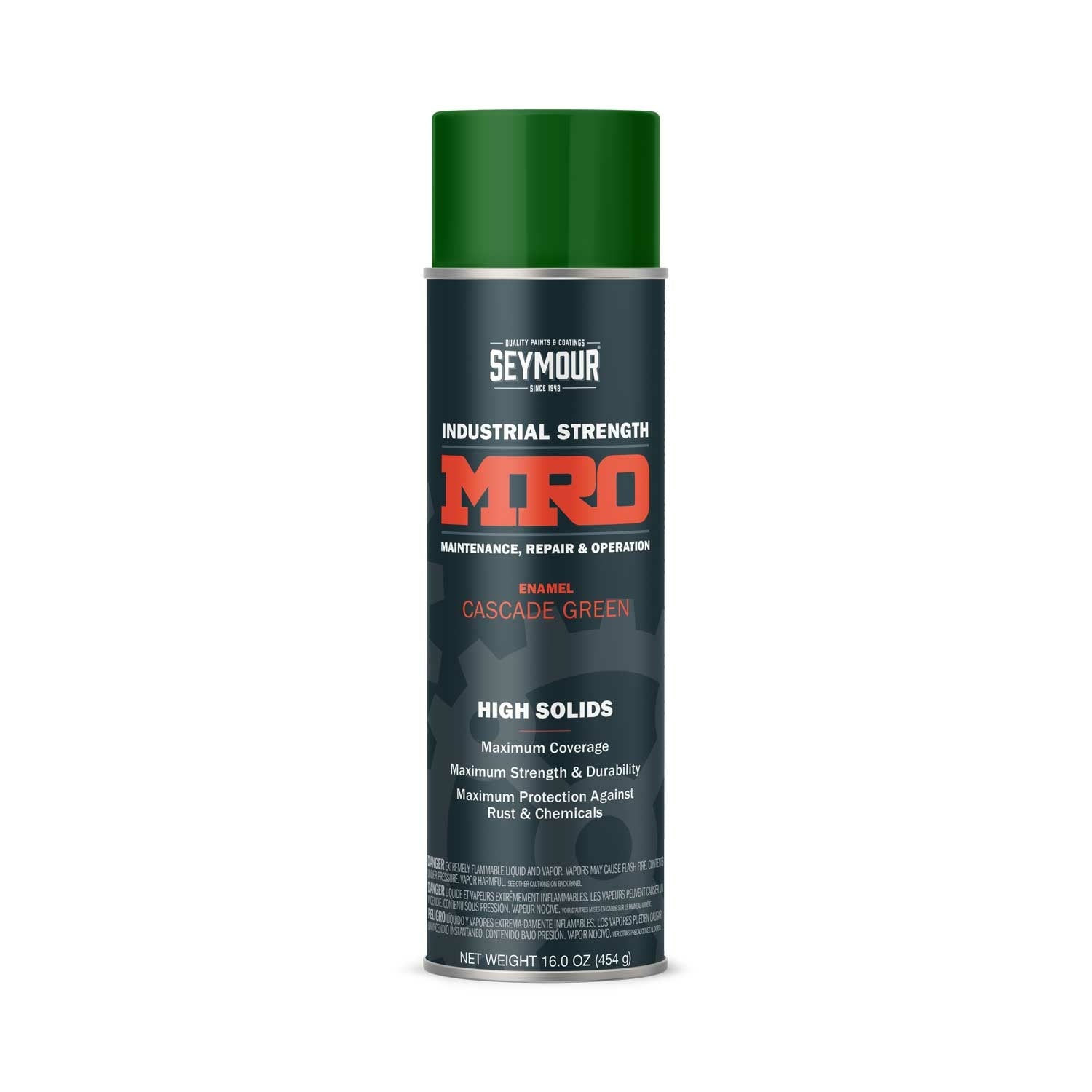 MRO Industrial High-Solids Spray Paint, Cascade Green - 16 OZ. Net Fill Wt.