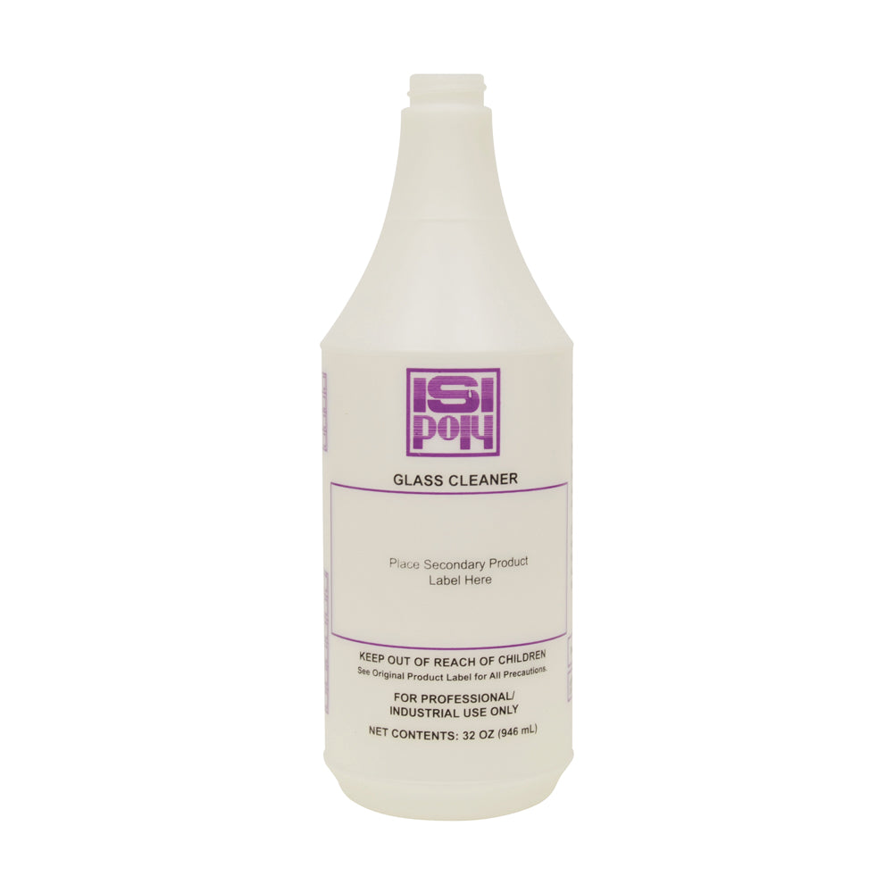 ISI Poly Glass Cleaner Bottle - White Bottle W/ Pink Lettering - 32Oz