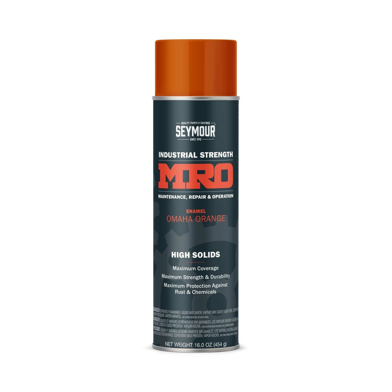 MRO Industrial High-Solids Spray Paint, Omaha Orange - 16 OZ. Net Fill Wt.