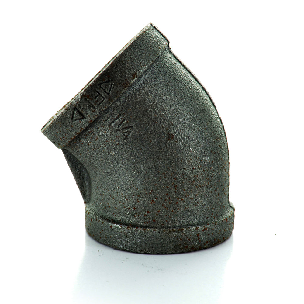2" Schedule 40 Female NPT Black Welded Malleable Iron 45 Degree Elbow USA