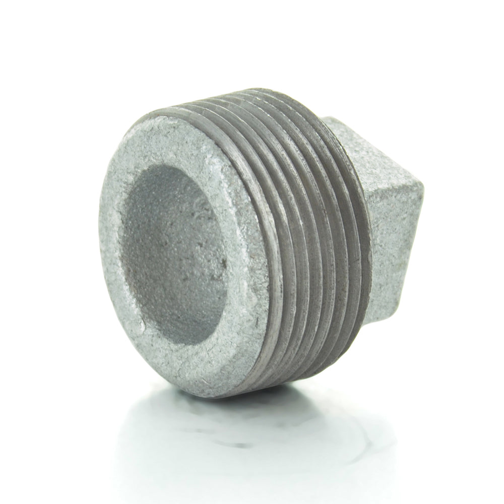 3/4" Schedule 40  Male NPT Galvanized Welded Malleable Iron Square Head Pipe Plug USA