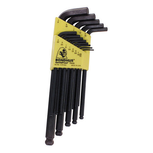 0.050 Inch To 3/8 Inch L-Handle Long Arm Ball End Hex Key Set