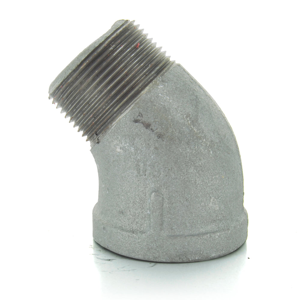 2" Schedule 40  Female NPT Galvanized Welded Malleable Iron 45 Degree Street Elbow USA
