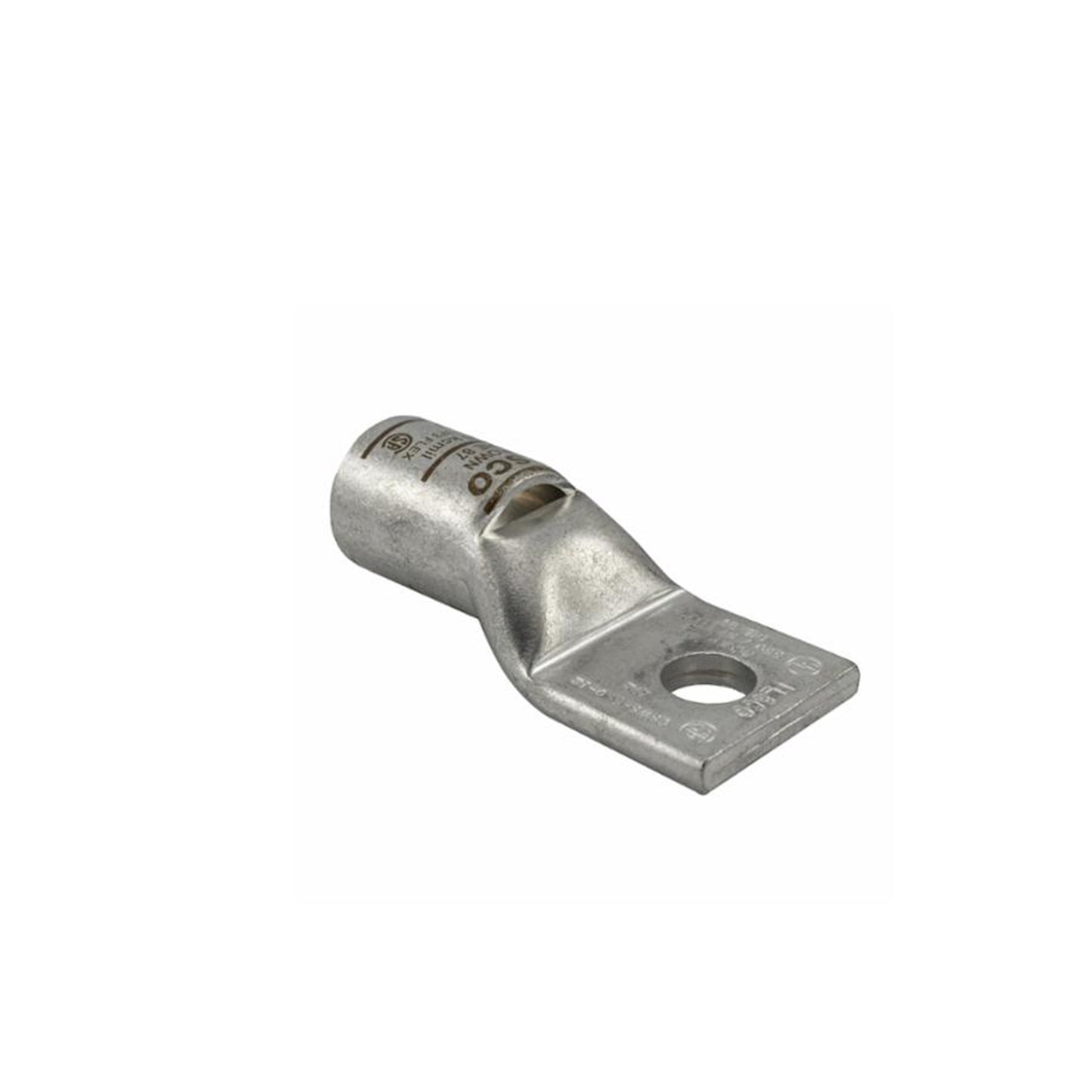 2 Awg 0.406 Inch Stud 1 Hole Copper Standard Barrel Compression Lug