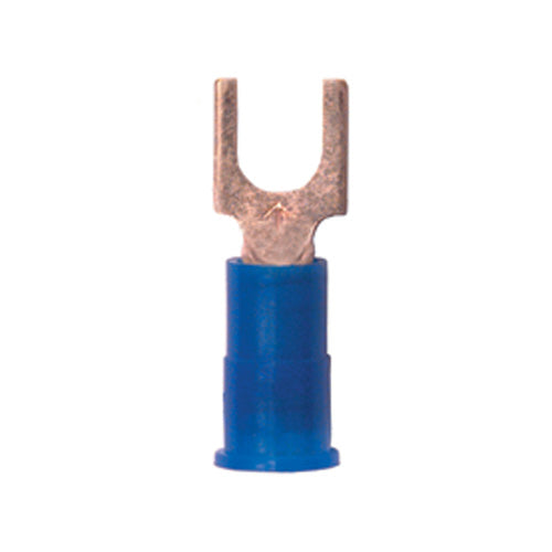 16-14 Awg #10 Stud Blue Nylon Insulated Block Fork Terminal