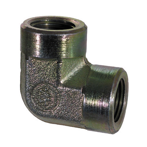 3/8 Inch 3000 psi Zinc Plated Yellow Dichromate Carbon Steel 90 Degree Elbow