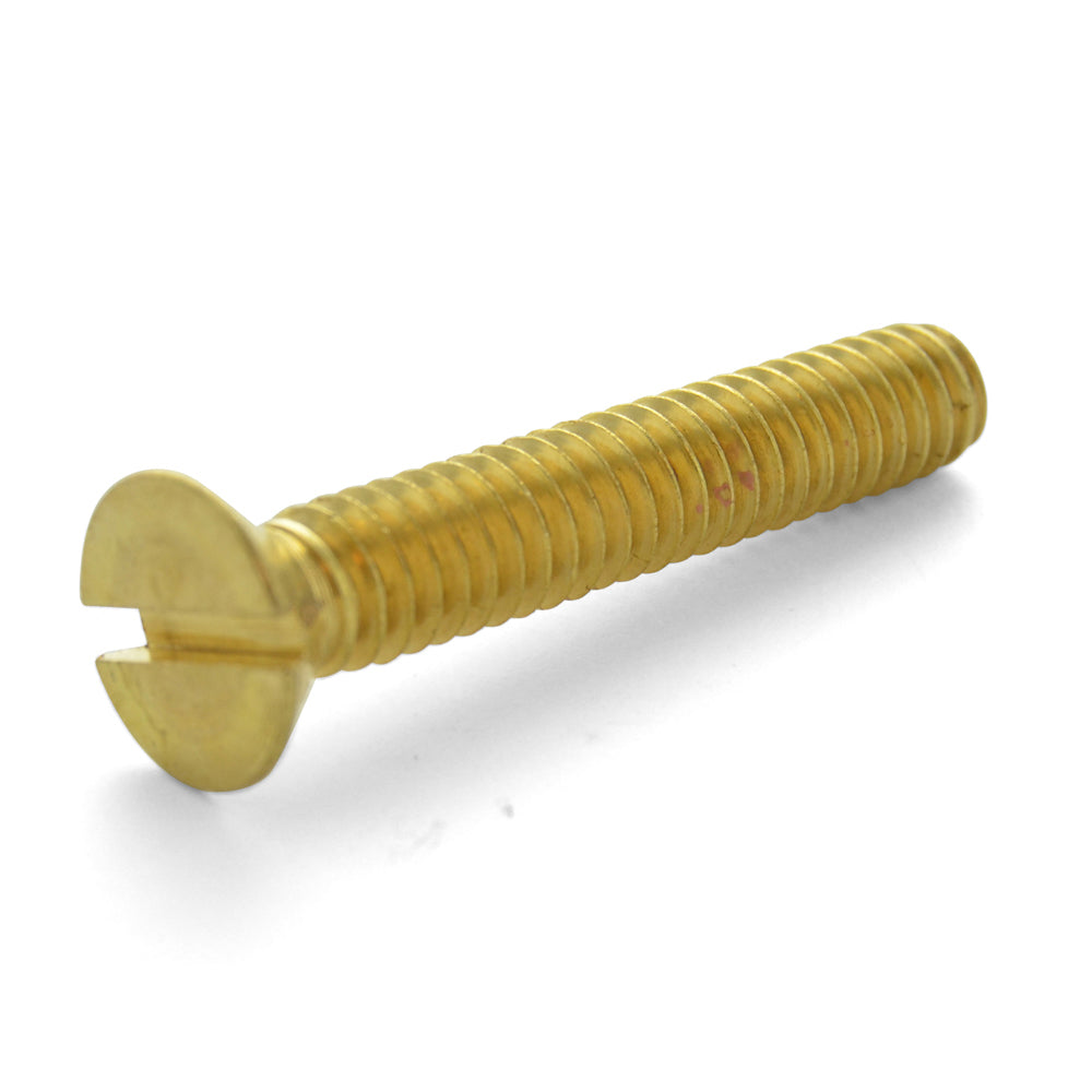 3/8-16 x 1 Inch Coarse Plain Brass Slotted Drive Flat Countersunk Head Machine Screw