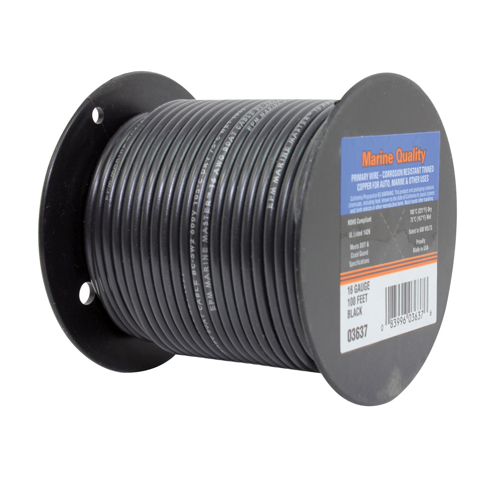 16 Ga Boat Cable Black 100' Roll