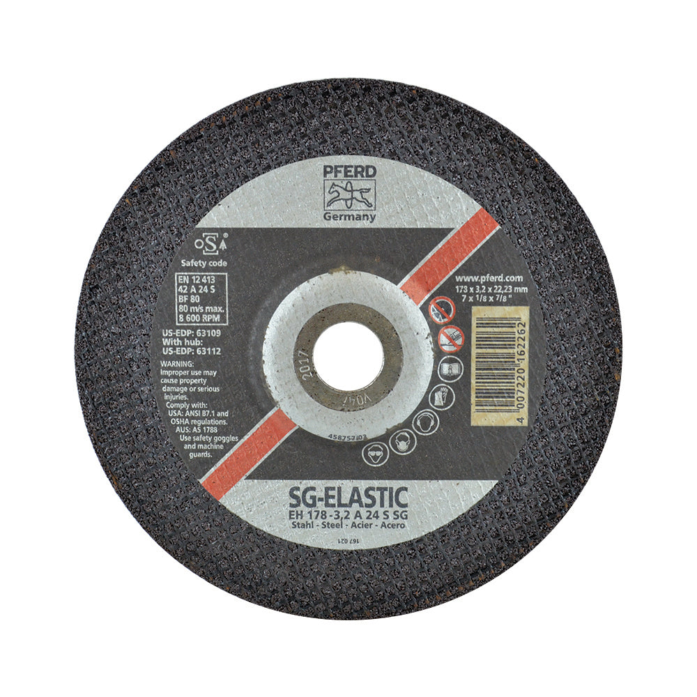 Pferd Performance Line SG Depressed Center Type 27 Cut-Off Wheel 7 Inch x 1/8 Inch x 7/8  inch – Plain Arbor Hole