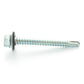 #12-14 x 2-1/2 Inch Zinc Plated Steel #3 Point Indented Hex Washer Head Self-Drilling Tek Screw With Bonded Neoprene Washer
